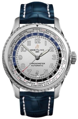 New Breitling Aviator 8 Unitime White & Blue Dial Mens Watch Buy Online Discount