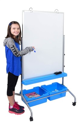 Classroom Chart Stand with Storage Bins in White [ID 3499875]