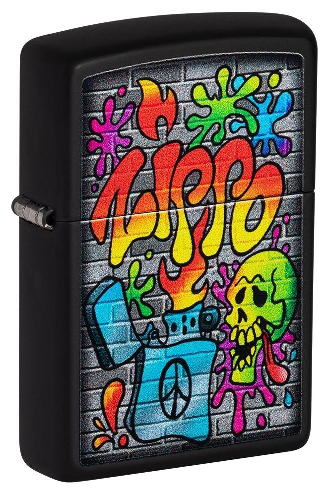 Zippo 49605, дизайн граффити-стрит-арт, черная матовая зажигалка