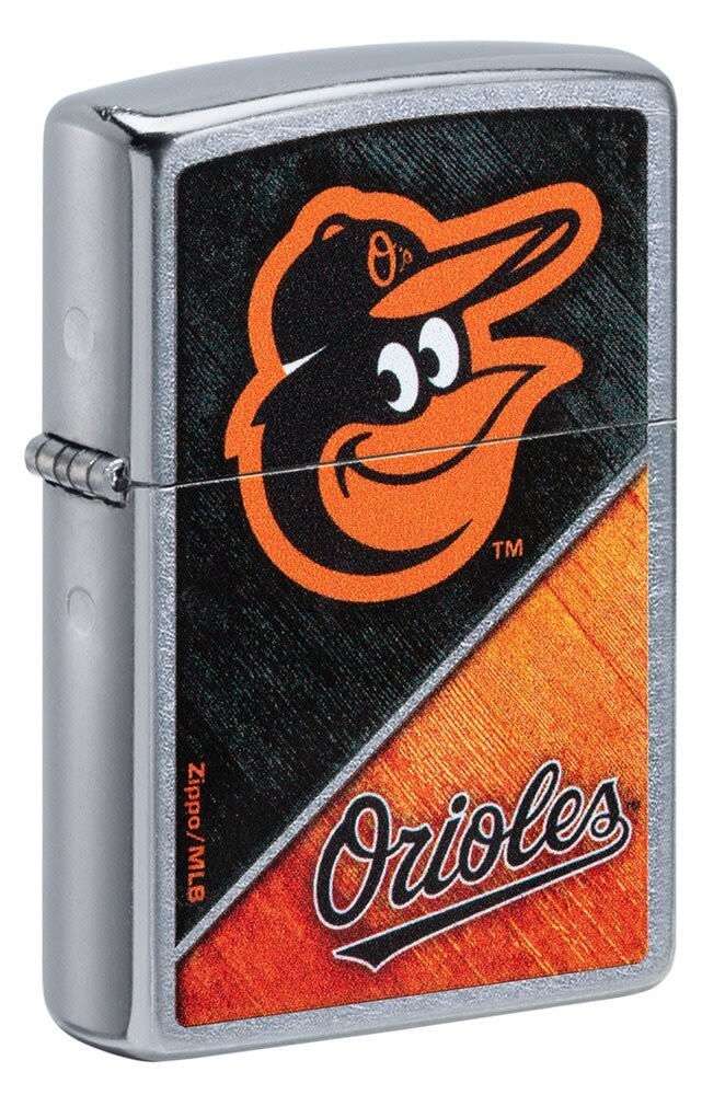 Zippo 49724, зажигалка Baltimore Orioles, MLB, отделка Street Chrome