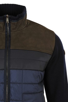 Pre-owned Paul & Shark 100% Leather Jacket Men's S Dark-blue Virgin Wool One Color