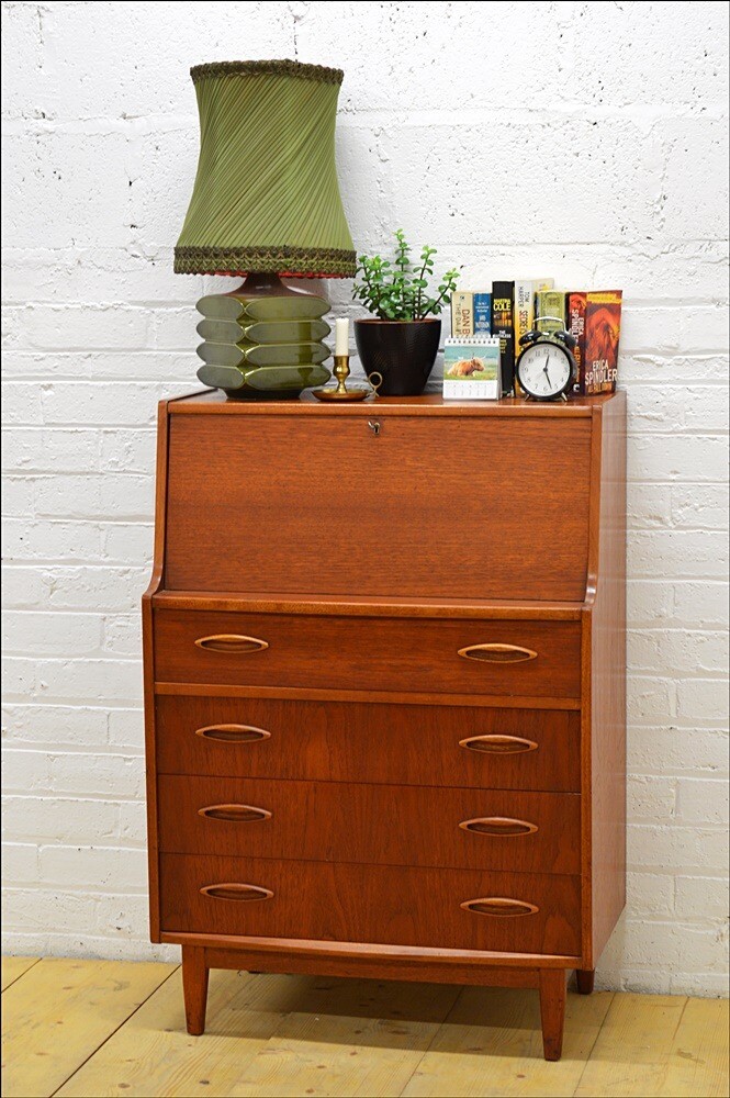 vintage teak bureau writing desk Jentique mid century danish design