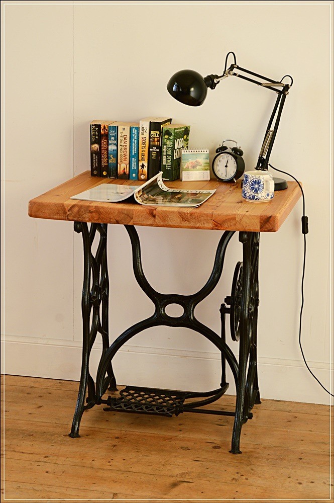 table laptop desk console table singer cast iron legs vintage antique