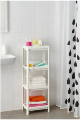 4 Tier Plastic Shelving Unit White Black Kitchen Bathroom Organizer Corner Shelf
