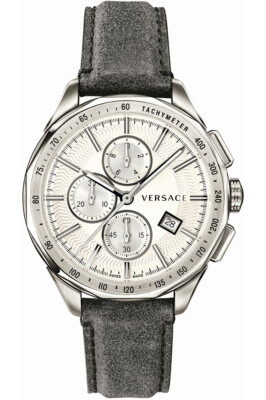 Pre-owned Versace Mans Wristwatch  Vebj00118 Leather Gray Ijp