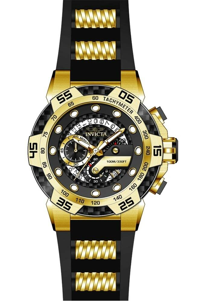 わっぷる Invicta Speedway Mens Quartz 51mm Gold Case Black Dial