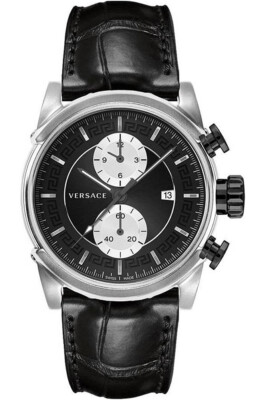 Pre-owned Versace Mans Wristwatch  Vev400119 Leather Black Ijp