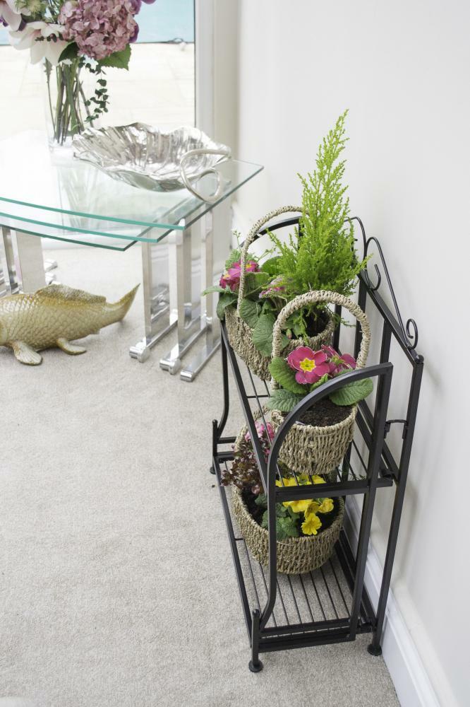 Retro Black Etagere Metal Folding Plant Shelf Shelving ...