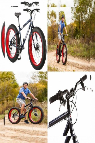 Mongoose Dolomite Fat Tire Mountain Bike, Featuring 17-Inch/Medium Navy Blue