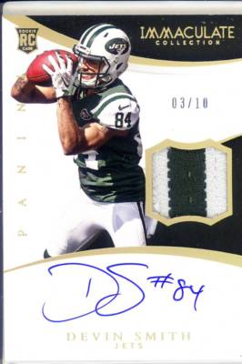 devin smith rookie rc draft auto autograph jersey patch jets