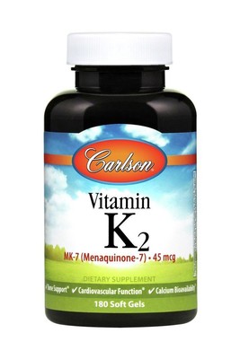 Carlson Laboratories Витамин K2: MK7 (менахинон) 45 мкг 180 мягких таблеток