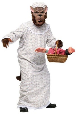 Lustiges Herren-Kostüm Großer Böser Wolf Großmutter Rotkäppchens Oma Halloween