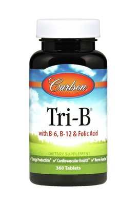 Carlson Laboratories Tri-B B-6, фолиевая кислота, гомоцистеиновая формула B-12, 360 таблеток