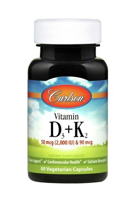 Carlson Laboratories Витамин D3 + K2 60 капсул