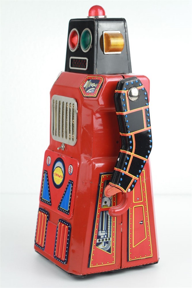 Vintage Rare Working Masudaya SONIC ROBOT Train Gang of Five Tin Toy Japan Space