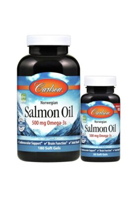 Carlson Laboratories Норвежское лососевое масло 180 (+50 бесплатно) Softgel