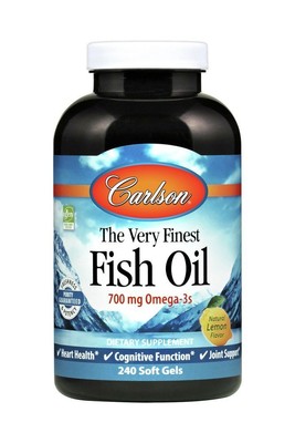 Carlson Laboratories Very Finest Fish Oil со вкусом лимона, 240 мягких капсул
