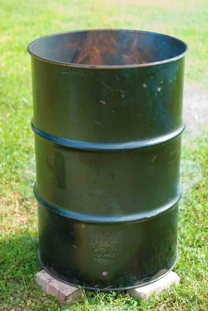Steel drum, metal drum, burner bin, burning drum, wood burner, chiminea