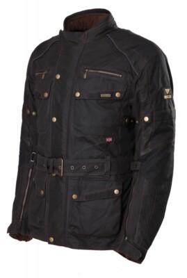 Modeka Glasgow Herren Motorrad Jacke Wachsjacke wasserdicht schwarz