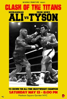 ALI VS TYSON - CLASH OF THE TITANS - PARODY BOXING POSTER - 24x36 Inches