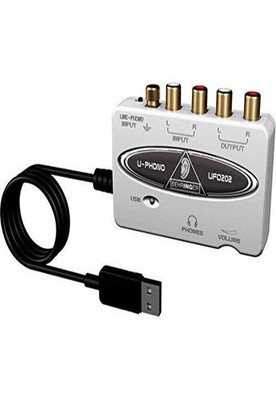 Behringer UFO202-BK USB Audio Interface Vinyl Recording Bundle, Black