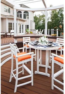 Outdoor Patio Bar Arm Chair 300 lb. Capacity Weather Resistant Plastic Black