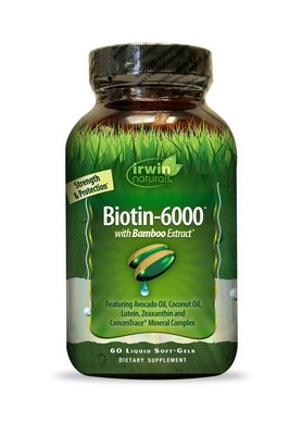 Irwin Naturals Biotin-6000 с экстрактом бамбука 60 мягких капсул