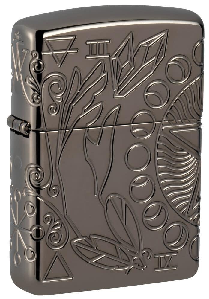 Zippo 49689, зажигалка Wicca Design Deep Carve Armor, отделка Black Ice