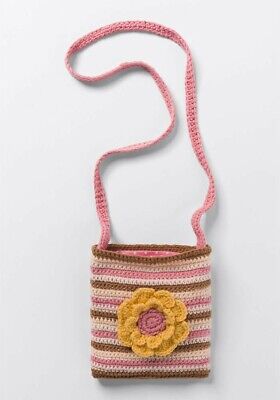 Matilda Jane Enchanted Garden Shelby Striped & Floral Crochet Bag NWT 7'' x 6.75''