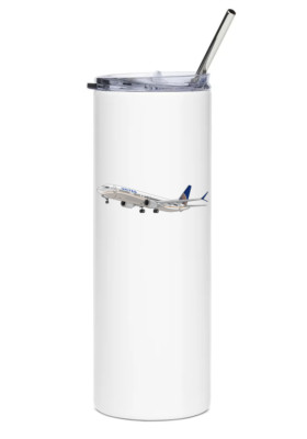 United Airlines Boeing 737 MAX Stainless Steel Water Tumbler with straw - 20oz.