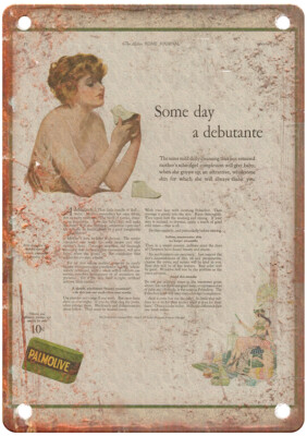 Vintage 1924 PALMOLIVE Soap Thrill Of Courtship Ad Reproduction Metal Sign ZF322