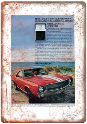 Vintage 1969 AMC American Motors AMX Ad Retro Look Metal Sign A11495