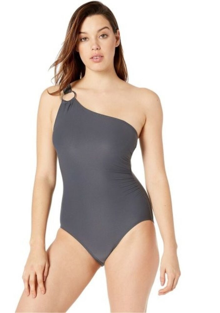 Michael Michael Kors Women's 182711 Solid One-Piece Swimsuit Gunmetal Size 4