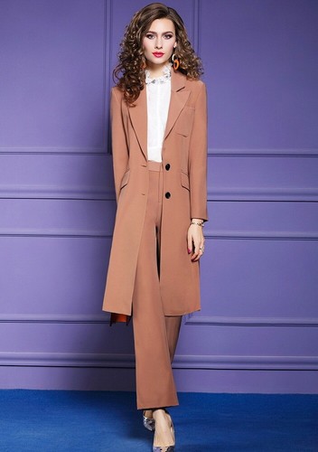 Pre-owned Handmade Custom Made To Order Business Office Worker Blazer Pant Suits Plus 1x-10x L411 In Brown