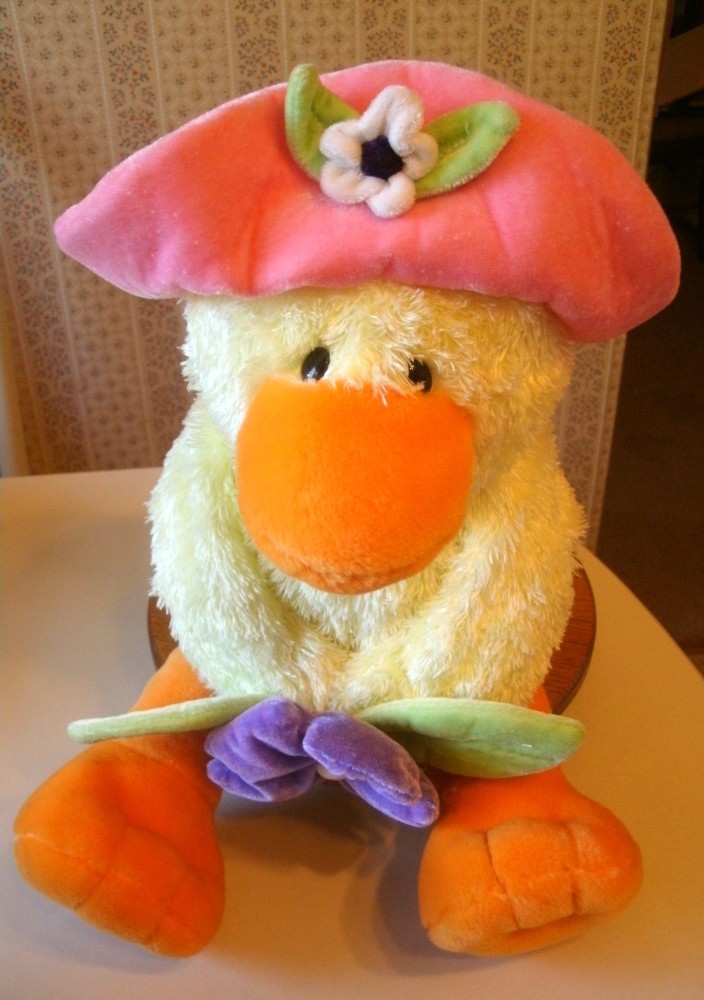 Gund Nursery Rhyme Duck Stuffed Animal Yellow Plush Hat 19 inch