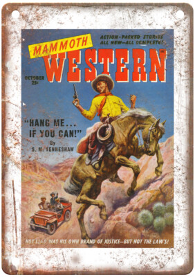 1949 Pulp Cover Mammoth Western v05 n10 Retro Look Reproduction Metal Sign J1521