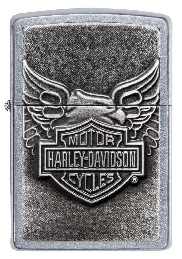 Zippo 20230, зажигалка с эмблемой Harley Davidson Motorcycles, отделка Street Chrome