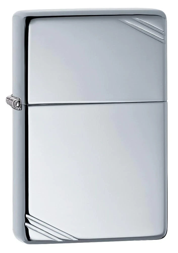 Zippo 260, латунь в винтажном стиле с косой чертой, зажигалка с полированной хромированной отделкой
