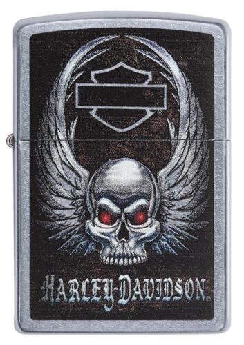 Zippo Harley Davidson Lighter With Winged Skull & Red Eyes, 29558, New In Box