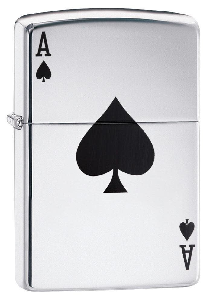 Zippo 24011, Ace of Spades, хромированная зажигалка с полированной полировкой