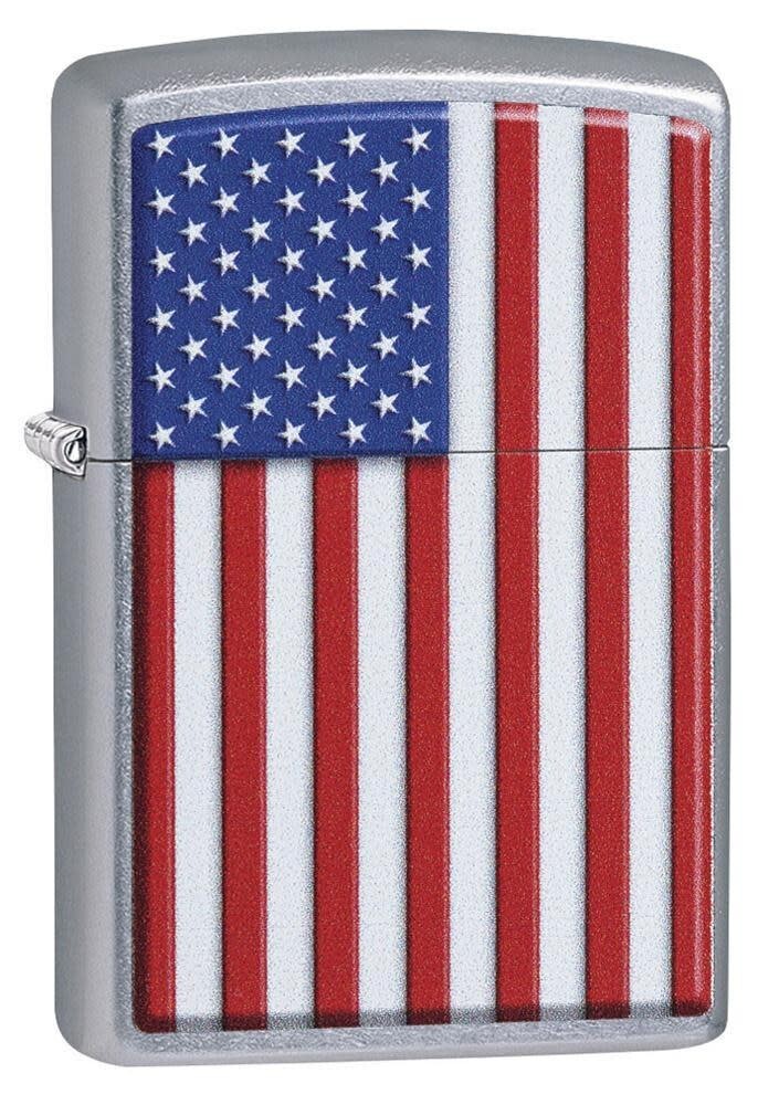 Zippo 29722, флаг США, патриотический дизайн, уличная хромированная зажигалка