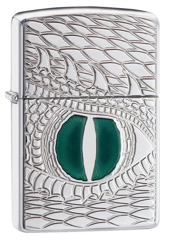 Zippo 28807, зажигалка Dragon Eye с глубокой резьбой, полированная хромированная зажигалка