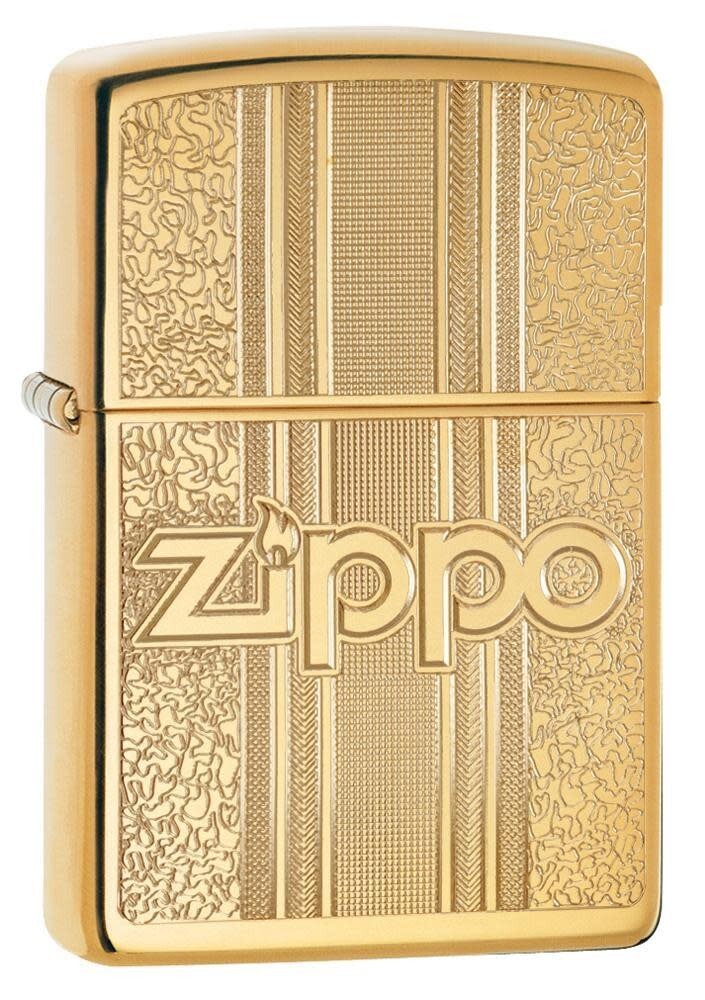 Zippo 29677, зажигалка с отделкой из полированной латуни и логотипом Zippo