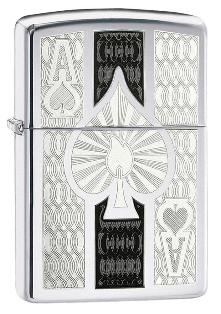 Zippo 24196, Ace of Spades, полированная хромированная зажигалка