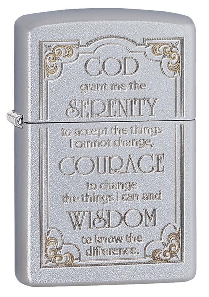 Zippo 28458, дизайн Serenity Prayer, зажигалка с матовым хромированным покрытием