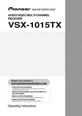 Pioneer VSX-1015TX Receiver Owners Manual