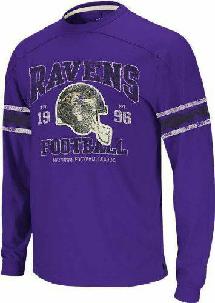 Baltimore Ravens Mens 11 Purple Vintage Applique Reebok Long Sleeve ...