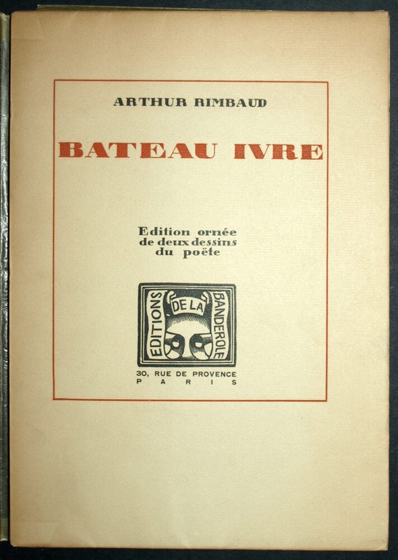 Arthur Rimbaud, Bateau Ivre 1920 Rare Exemplaire Sur Japon ImpÃ©Rial Parfait Ã©Tat