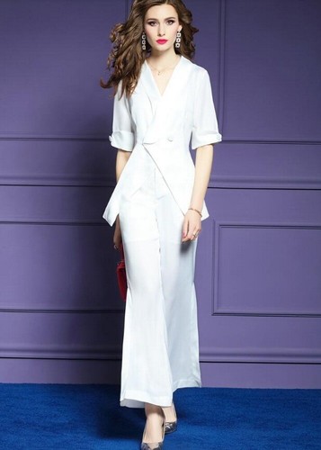 Pre-owned Handmade Custom Made To Order Short Sleeve Satin Blazer Jacket Pants Suit Plus1x-10x L407 In White