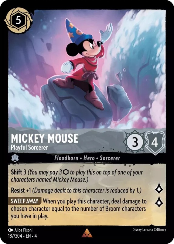 1x Mickey Mouse - Playful Sorcerer (V.1) Ursula'S Return Lorcana Disney Vo
